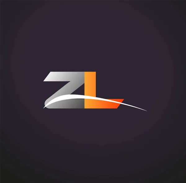 Letra Inicial Nome Empresa Logotipo Colorido Design Cinza Laranja Swoosh — Vetor de Stock