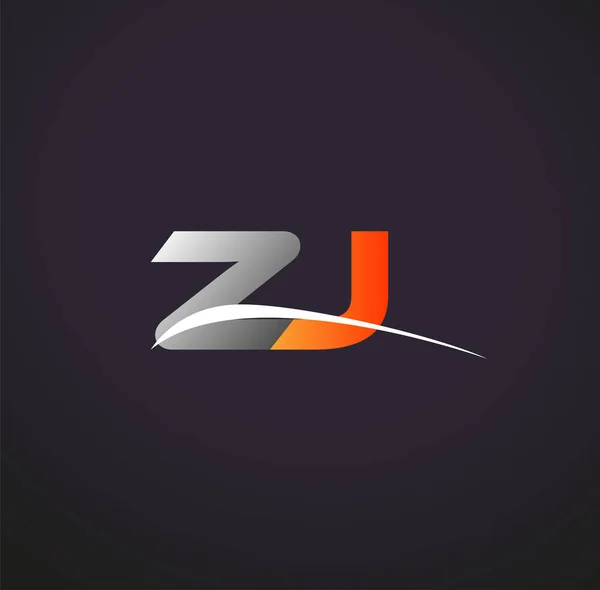 Letra Inicial Nome Empresa Logotipo Colorido Design Cinza Laranja Swoosh —  Vetores de Stock