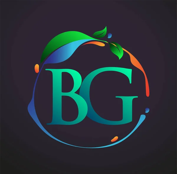 頭文字Bg自然要素ロゴ カラフルな自然と環境のロゴ ビジネスと会社のアイデンティティのためのベクトルロゴ — ストックベクタ