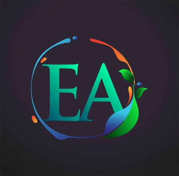 初始字母Ea与自然元素标识 色彩丰富的自然与环境标识 企业和公司标识的矢量标识 — 图库矢量图片
