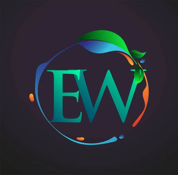 List Wstępny Elementami Przyrody Logo Kolorowa Przyroda Logo Środowiska Logo — Wektor stockowy