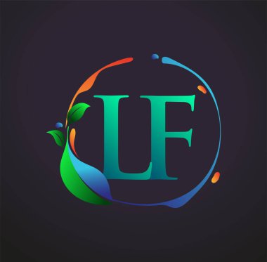 Doğal elementler logosu, renkli doğa ve çevre logosu olan ilk harf LF. iş ve şirket kimliği için vektör logosu.