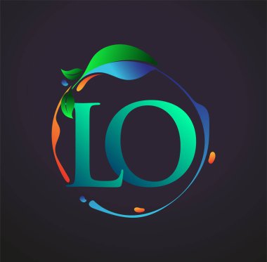 Doğa elementleri logosu, renkli doğa ve çevre logosu içeren ilk harf LO. iş ve şirket kimliği için vektör logosu.