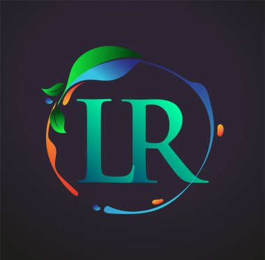 Doğa elementleri logosu, renkli doğa ve çevre logosu olan ilk harf LR. iş ve şirket kimliği için vektör logosu.