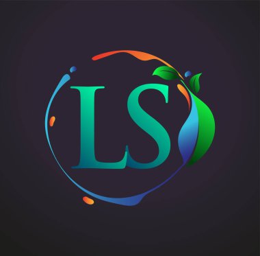 Doğal elementler logosu, renkli doğa ve çevre logosu olan ilk harf LS. iş ve şirket kimliği için vektör logosu.