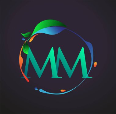 Doğa elementleri logosu, renkli doğa ve çevre logosu olan ilk harf MM. iş ve şirket kimliği için vektör logosu.