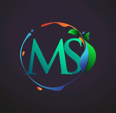 İlk harf MS doğa unsurları logosu, renkli doğa ve çevre logosu. iş ve şirket kimliği için vektör logosu.