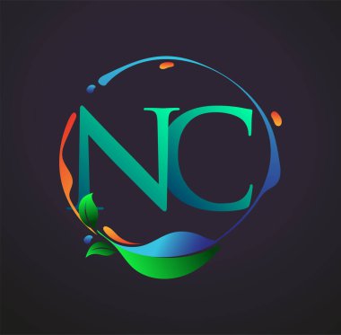 Doğal elementler logosu, renkli doğa ve çevre logosu olan ilk harf NC. iş ve şirket kimliği için vektör logosu.