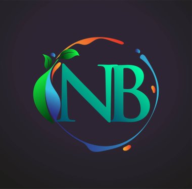 Doğa elementleri logosu, renkli doğa ve çevre logosu olan ilk harf NB. iş ve şirket kimliği için vektör logosu.