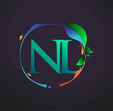 Doğa elementleri logosu, renkli doğa ve çevre logosu olan ilk harf NL. iş ve şirket kimliği için vektör logosu.