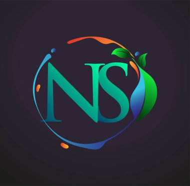 Doğa elementleri logosu, renkli doğa ve çevre logosu olan ilk harf NS. iş ve şirket kimliği için vektör logosu.