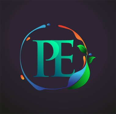 Doğal elementler logosu, renkli doğa ve çevre logosu olan ilk Harf Beden Eğitimi. iş ve şirket kimliği için vektör logosu.