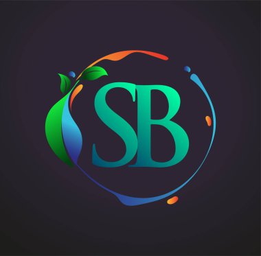 Doğa elementleri logosu, renkli doğa ve çevre logosu olan ilk harf SB. iş ve şirket kimliği için vektör logosu.