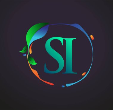 Baş harf SI doğa unsurları logosu, renkli doğa ve çevre logosu. iş ve şirket kimliği için vektör logosu.