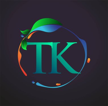 Doğa elementleri logosu, renkli doğa ve çevre logosu olan ilk Mektup TK. iş ve şirket kimliği için vektör logosu.