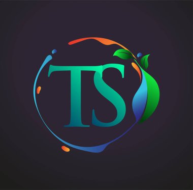 Doğa elementleri logosu, renkli doğa ve çevre logosu olan ilk harf TS. iş ve şirket kimliği için vektör logosu.