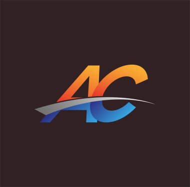 İlk harf AC logotype şirketi adı turuncu, mavi ve swoosh tasarımı. iş ve şirket kimliği için vektör logosu.