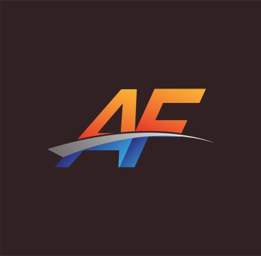 İlk harf AF logotype şirketi adı turuncu, mavi ve swoosh tasarımı. iş ve şirket kimliği için vektör logosu.