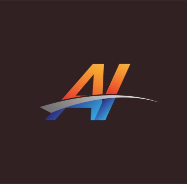 İlk harf AI logotype şirketi adı turuncu, mavi ve swoosh tasarımı. iş ve şirket kimliği için vektör logosu.