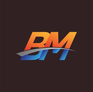İlk harf BM logotype şirket adı turuncu, mavi ve swoosh tasarımı. iş ve şirket kimliği için vektör logosu.