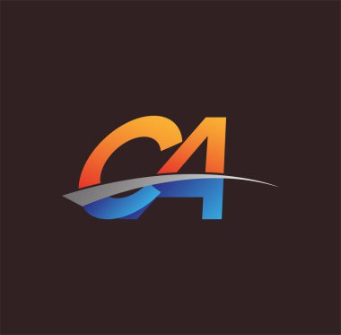 İlk harf CA logotype şirketi adı turuncu, mavi ve swoosh tasarımı. iş ve şirket kimliği için vektör logosu.