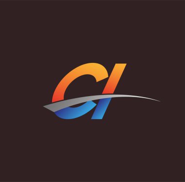 İlk harf CI logotype şirketi adı turuncu, mavi ve swoosh tasarımı. iş ve şirket kimliği için vektör logosu.