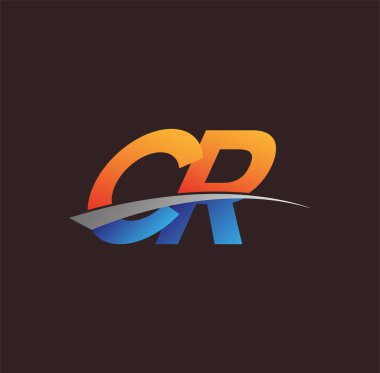İlk harf CR logotype şirketi adı turuncu, mavi ve swoosh tasarımı. iş ve şirket kimliği için vektör logosu.