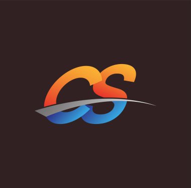 İlk harf CS logotype şirketi adı turuncu, mavi ve swoosh tasarımı. iş ve şirket kimliği için vektör logosu.