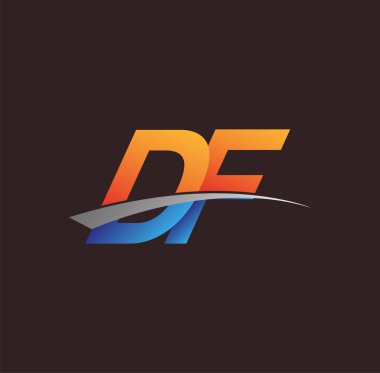 İlk harf DF logotype şirketi adı turuncu, mavi ve swoosh tasarımı. iş ve şirket kimliği için vektör logosu.