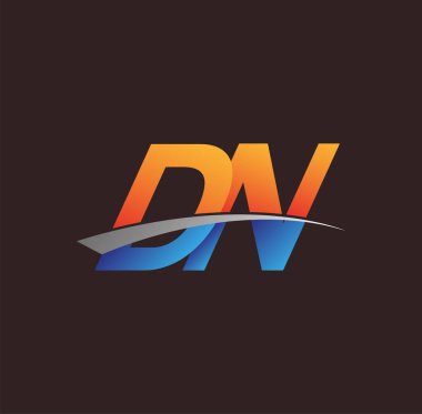İlk harf DN logotype şirketi adı turuncu, mavi ve swoosh tasarımı. iş ve şirket kimliği için vektör logosu.