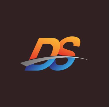 İlk harf DS logotype şirketi adı turuncu, mavi ve swoosh tasarımı. iş ve şirket kimliği için vektör logosu.