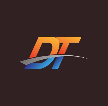 İlk harf DT logotype şirketi adı turuncu, mavi ve swoosh tasarımı. iş ve şirket kimliği için vektör logosu.