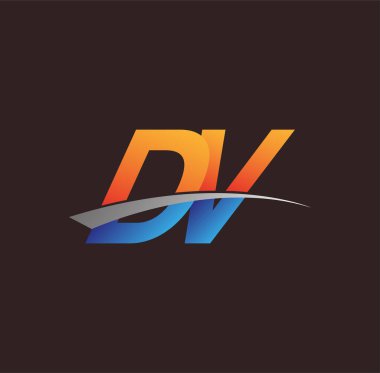 İlk harf DV logotype şirketi adı turuncu, mavi ve swoosh tasarımı. iş ve şirket kimliği için vektör logosu.