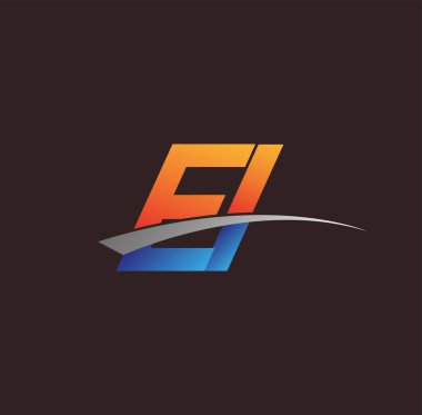 İlk harf El logotype şirketi adı turuncu, mavi ve swoosh tasarımı. iş ve şirket kimliği için vektör logosu.