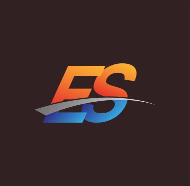 İlk harf ES logotype şirketi adı turuncu, mavi ve swoosh tasarımı. iş ve şirket kimliği için vektör logosu.