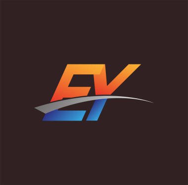 İlk harf EY logotype şirket adı turuncu, mavi ve swoosh tasarımı. iş ve şirket kimliği için vektör logosu.