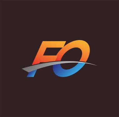İlk harf FO logoti şirketinin adı turuncu, mavi ve swoosh tasarımı. iş ve şirket kimliği için vektör logosu.