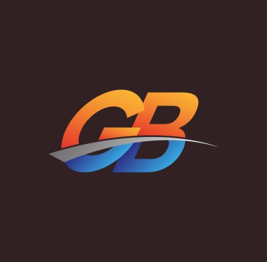 İlk harf GB logotype şirketi adı turuncu, mavi ve swoosh tasarımı. iş ve şirket kimliği için vektör logosu.
