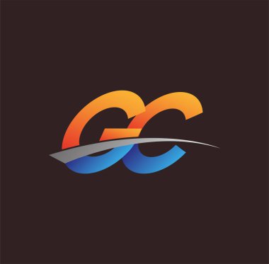 İlk harf GC logotype şirketi adı turuncu, mavi ve swoosh tasarımı. iş ve şirket kimliği için vektör logosu.
