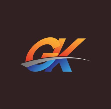 İlk harf GK logotype şirketi adı turuncu, mavi ve swoosh tasarımı. iş ve şirket kimliği için vektör logosu.