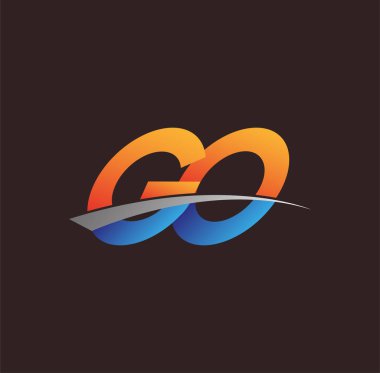 İlk harf GO logotype şirketi adı turuncu, mavi ve swoosh tasarımı. iş ve şirket kimliği için vektör logosu.