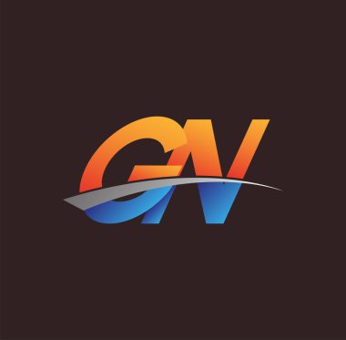 İlk harf GN logotype şirketi adı turuncu, mavi ve swoosh tasarımı. iş ve şirket kimliği için vektör logosu.
