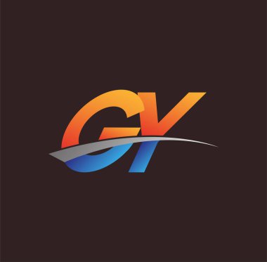 İlk harf GY logotype şirketi adı turuncu, mavi ve swoosh tasarımı. iş ve şirket kimliği için vektör logosu.
