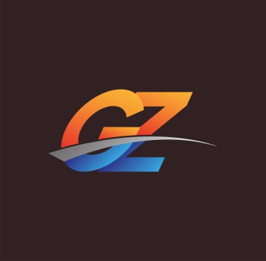İlk harf GZ logotype şirketi adı turuncu, mavi ve swoosh tasarımı. iş ve şirket kimliği için vektör logosu.