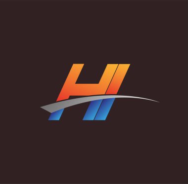 İlk harf HI logotype şirketi adı turuncu, mavi ve swoosh tasarımı. iş ve şirket kimliği için vektör logosu.