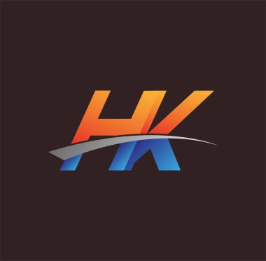 İlk harf HK logotype şirketi adı turuncu, mavi ve swoosh tasarımı. iş ve şirket kimliği için vektör logosu.