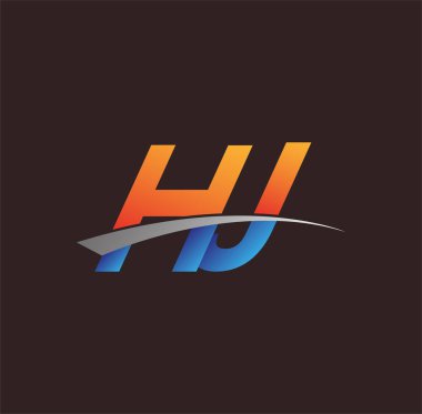 İlk harf HJ logotype şirketi adı turuncu, mavi ve swoosh tasarımı. iş ve şirket kimliği için vektör logosu.