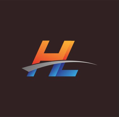 İlk harf HL logotype şirketi adı turuncu, mavi ve swoosh tasarımı. iş ve şirket kimliği için vektör logosu.