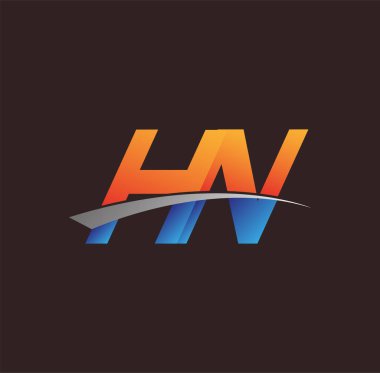 İlk harf HN logotype şirketi adı turuncu, mavi ve swoosh tasarımı. iş ve şirket kimliği için vektör logosu.