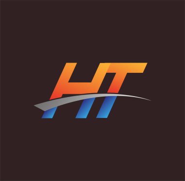 İlk harf HT logotype şirketi adı turuncu, mavi ve swoosh tasarımı. iş ve şirket kimliği için vektör logosu.